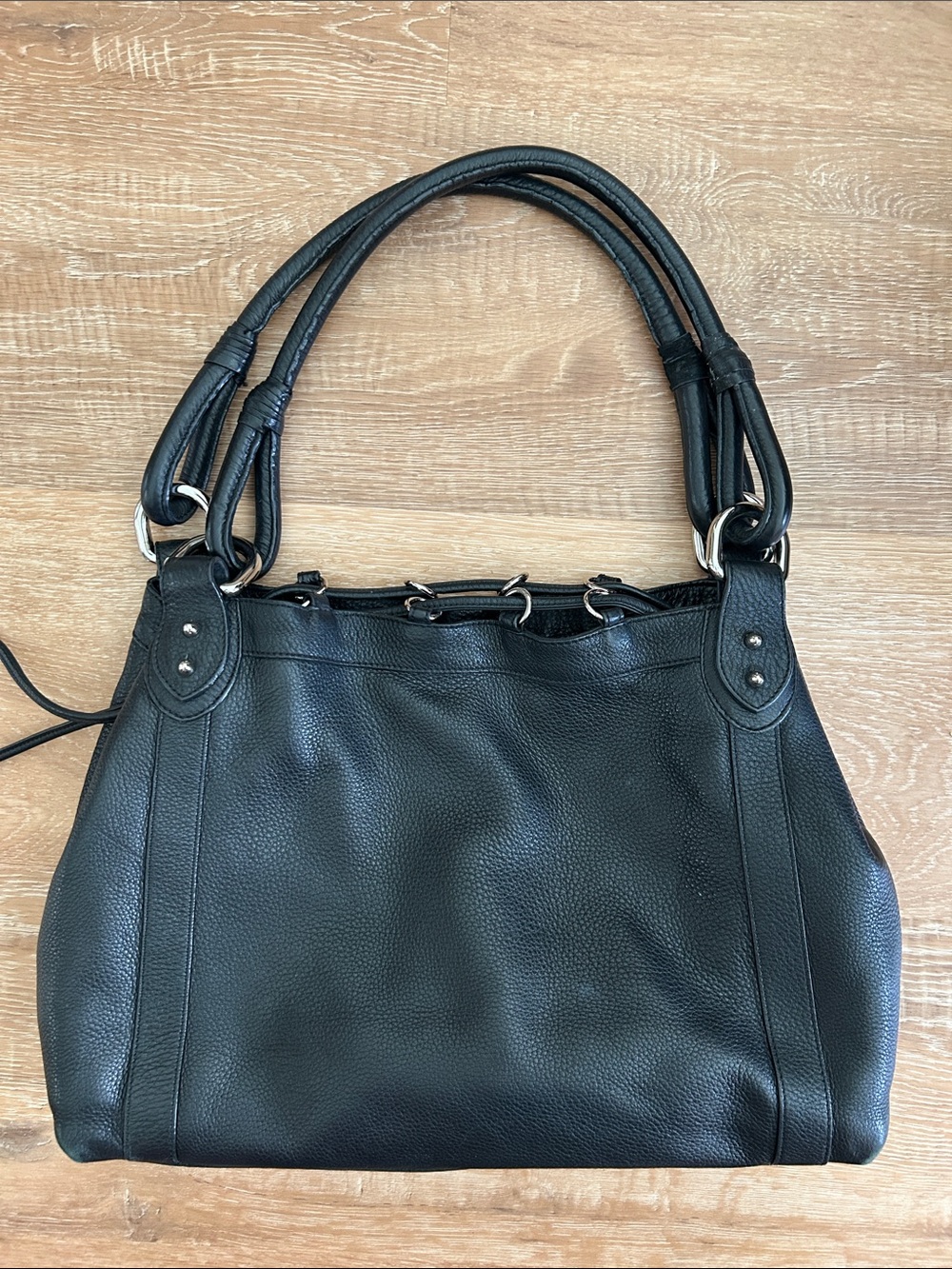 Donald J. Pliner Black w/Silver Pebbled Leather Shoulder/Hobo Bag